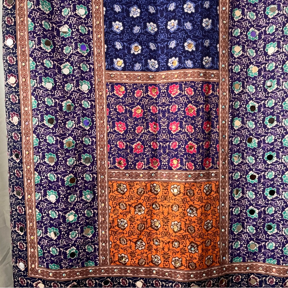 Silk Shawl Wrap Scarf Dupatta with Mirror Sequin detail Floral Filigree pattern